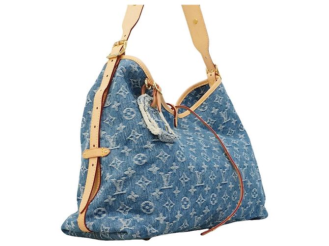 Borsa a tracolla Louis Vuitton Monogram Denim Carryall NM MM Blu - vista 2
