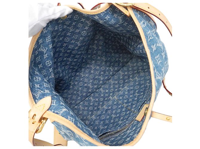 Borsa a tracolla Louis Vuitton Monogram Denim Carryall NM MM Blu - vista 4