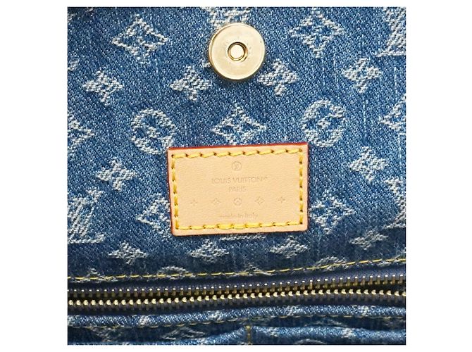 Borsa a tracolla Louis Vuitton Monogram Denim Carryall NM MM Blu - vista 5