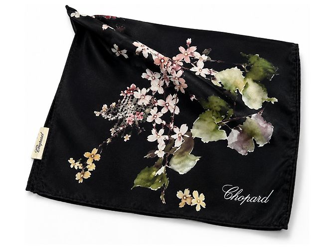 Carré in seta Chopard con stampa floreale nera Nero Rosa Bianco Verde - vista 2