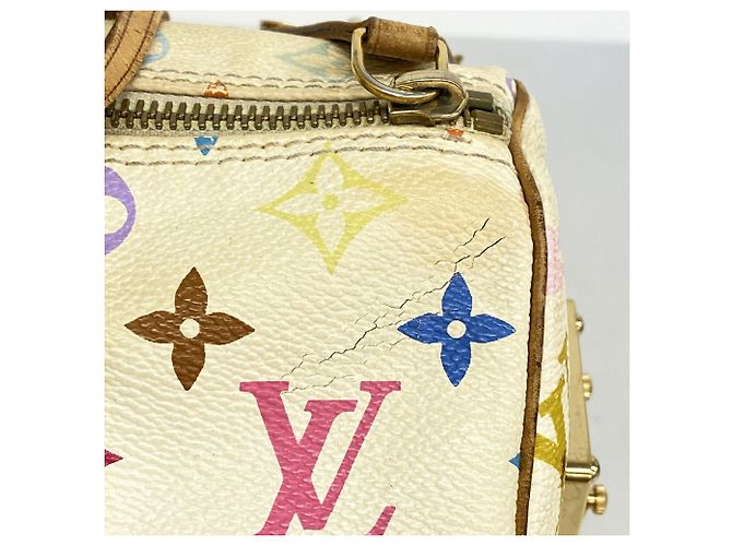 Borsa Louis Vuitton Monogram Multicolor Speedy 30 M92643 Blanc Bianco - vista 6