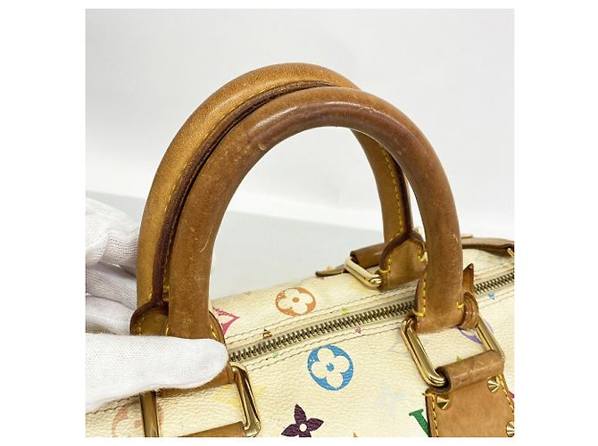 Borsa Louis Vuitton Monogram Multicolor Speedy 30 M92643 Blanc Bianco - vista 7