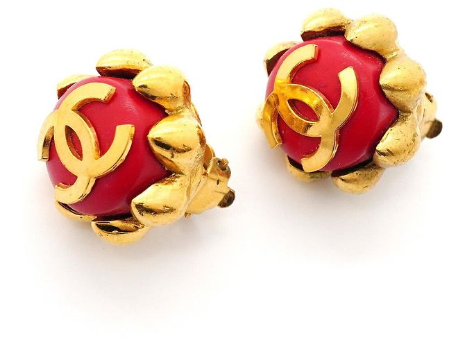 Orecchini a clip Chanel Oro e Rosso D'oro - vista 2