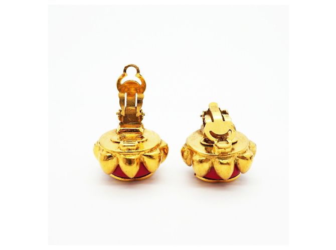 Orecchini a clip Chanel Oro e Rosso D'oro - vista 3
