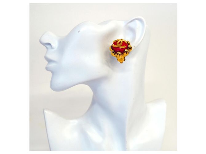 Orecchini a clip Chanel Oro e Rosso D'oro - vista 5