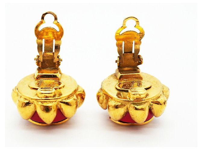Orecchini a clip Chanel Oro e Rosso D'oro - vista 6