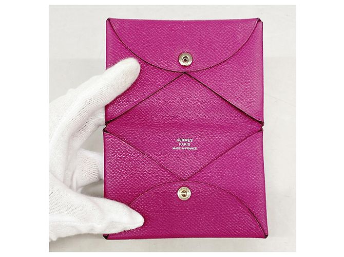 Hermès Tarjetero Hermes Calvi Rose Purple Púrpura - vista 3