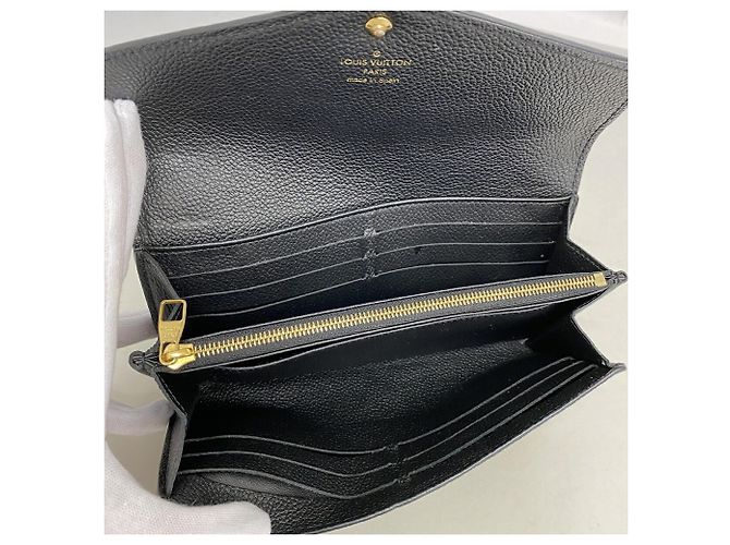 Louis Vuitton Monogram Empreinte Bicolor Portefeuille Sarah Long Wallet Nero Beige - vista 3