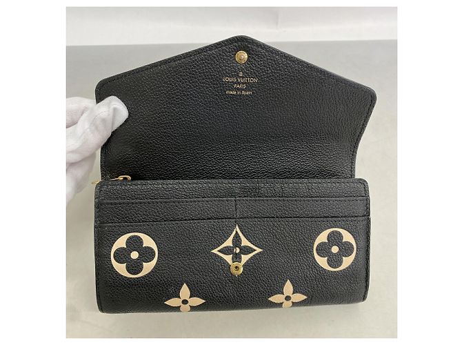 Louis Vuitton Monogram Empreinte Bicolor Portefeuille Sarah Long Wallet Nero Beige - vista 8