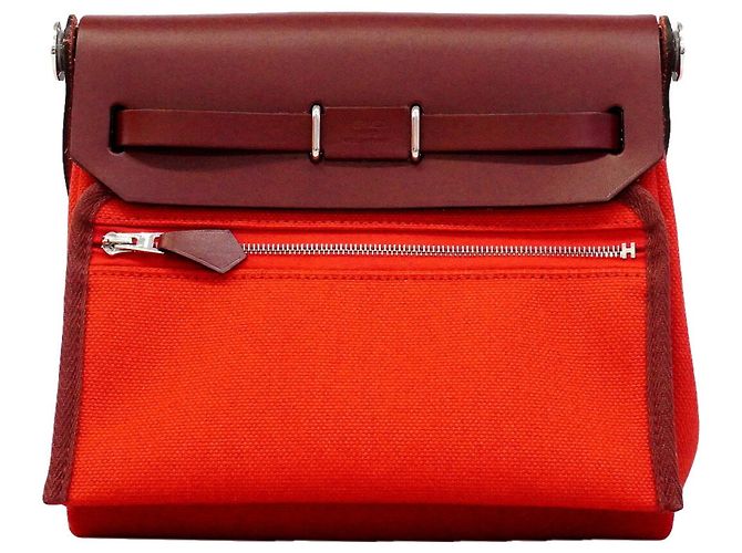 Hermès Borsa a tracolla Hermes Herbag Zip PM Rosso - vista 9