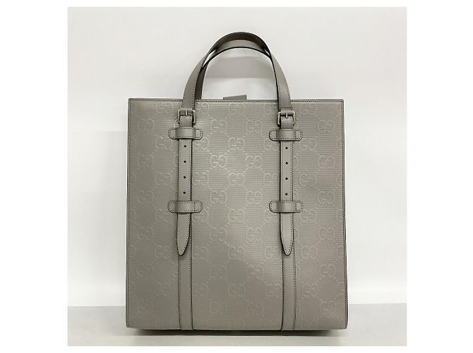 Sac cabas Gucci en cuir gris Marron - vue 10