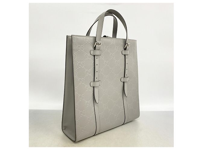 Sac cabas Gucci en cuir gris Marron - vue 2