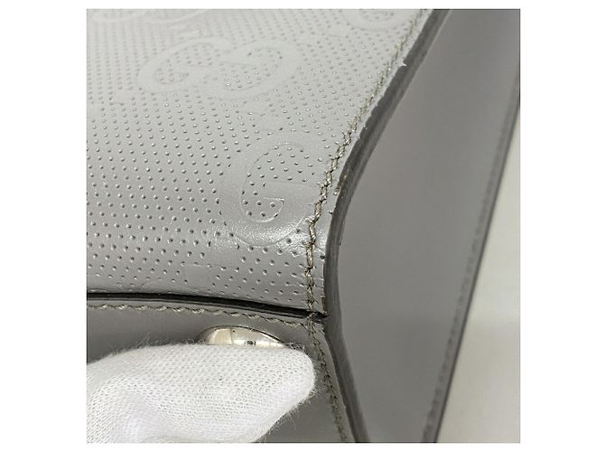 Sac cabas Gucci en cuir gris Marron - vue 7