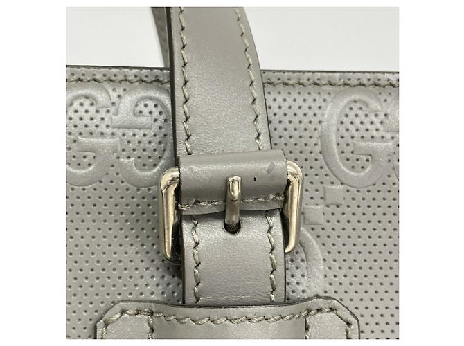 Sac cabas Gucci en cuir gris Marron - vue 8
