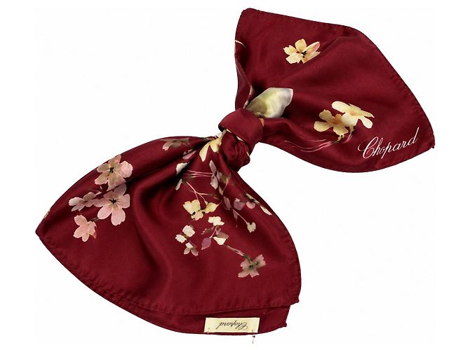 Foulard in seta Chopard con stampa floreale Rosa Bianco Rosso Giallo - vista 2