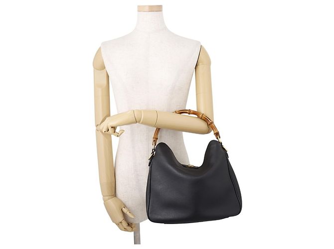 Borsa a mano Gucci Diana Bamboo Medium in pelle di vitello Marrone Nero - vista 4