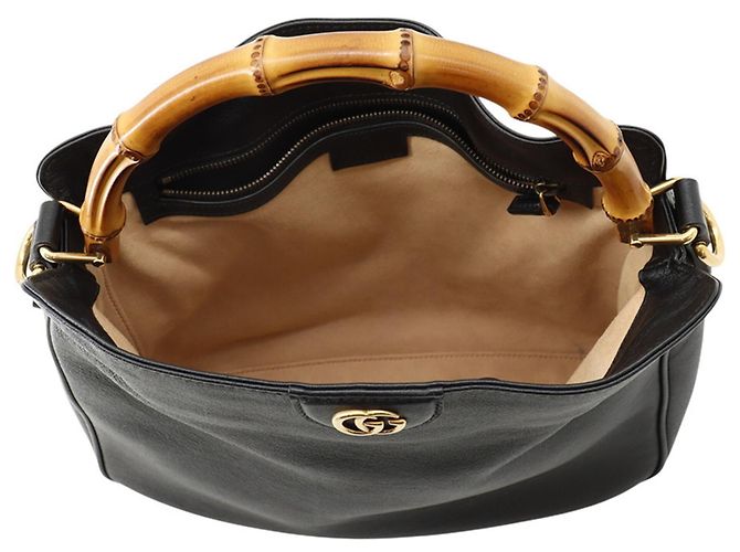 Borsa a mano Gucci Diana Bamboo Medium in pelle di vitello Marrone Nero - vista 6