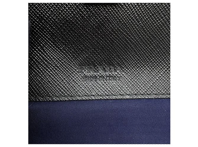 Borsa a mano Prada Triangle in tela e pelle Nero Blu navy - vista 14