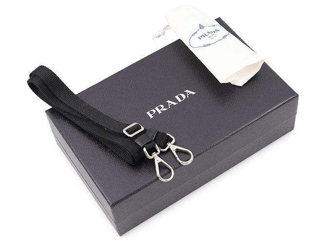 Borsa a mano Prada Triangle in tela e pelle Nero Blu navy - vista 15