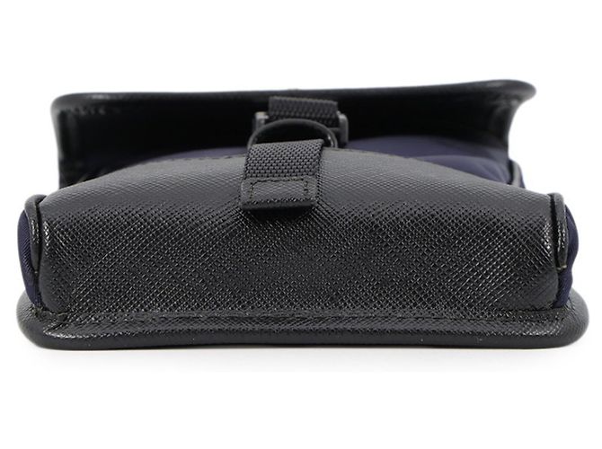Borsa a mano Prada Triangle in tela e pelle Nero Blu navy - vista 3