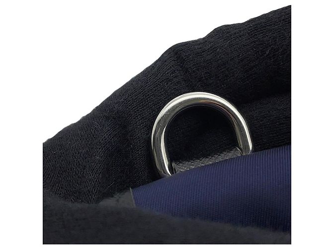 Borsa a mano Prada Triangle in tela e pelle Nero Blu navy - vista 8