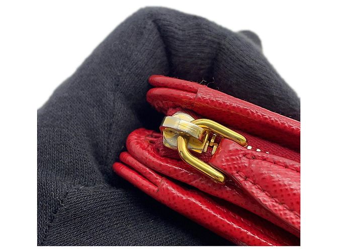 Cartera Prada bi-fold en piel roja - vista 10
