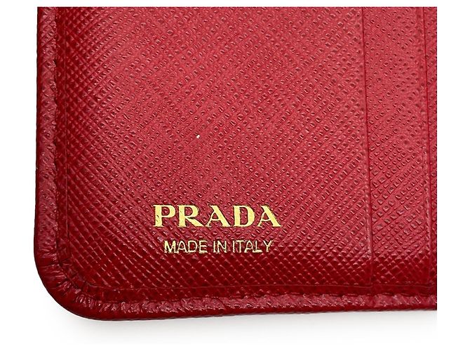 Cartera Prada bi-fold en piel roja - vista 14