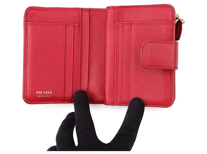 Cartera Prada bi-fold en piel roja - vista 4