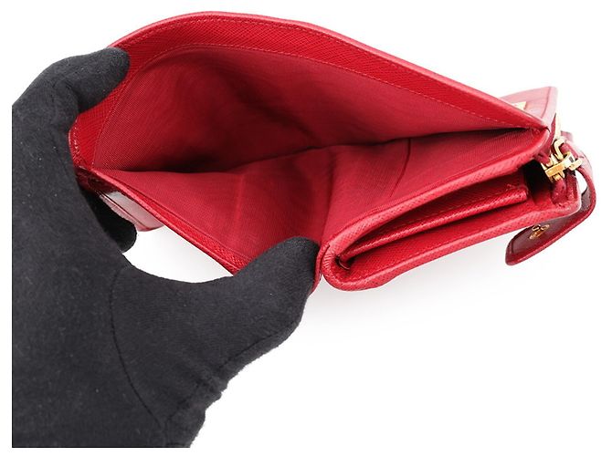 Cartera Prada bi-fold en piel roja - vista 5