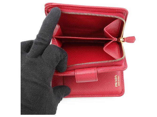 Cartera Prada bi-fold en piel roja - vista 6