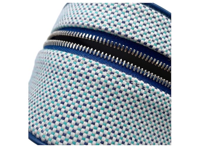 Hermès Pouch Hermes Escale Marine Toile H Blu Crudo - vista 7