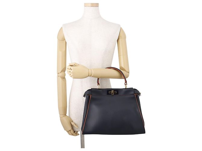 Borsa Fendi Peekaboo Regular Blu navy - vista 4