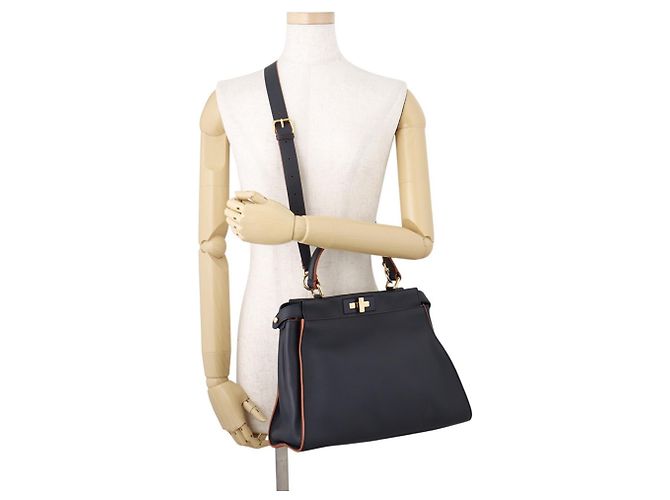 Borsa Fendi Peekaboo Regular Blu navy - vista 5