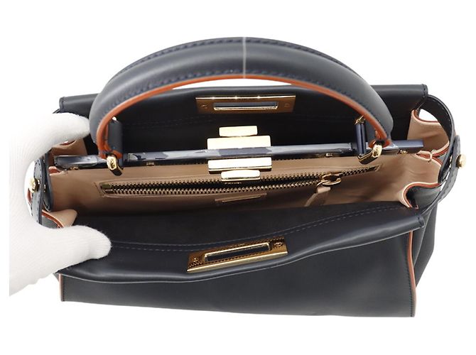 Borsa Fendi Peekaboo Regular Blu navy - vista 6