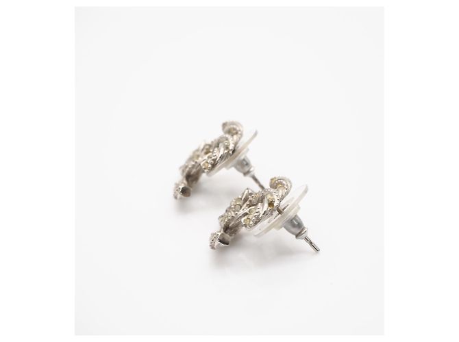 Chanel Coco Mark Strass-Stecker-Ohrringe Silber - Ansicht 11