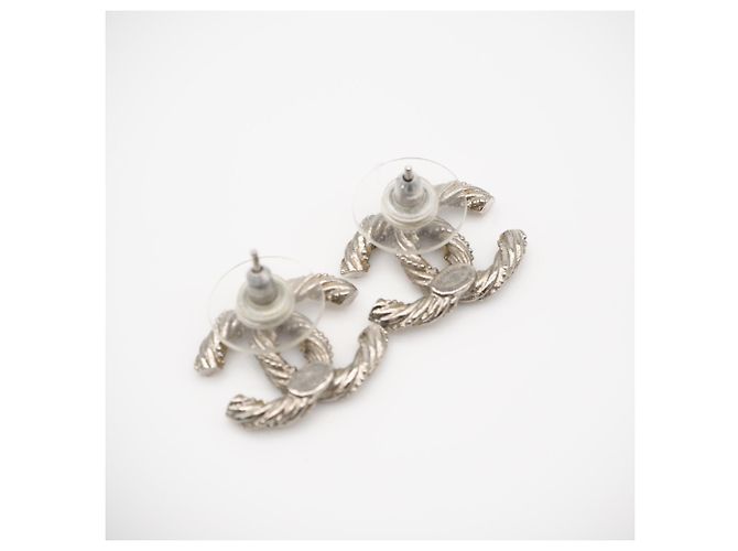 Chanel Coco Mark Strass-Stecker-Ohrringe Silber - Ansicht 2