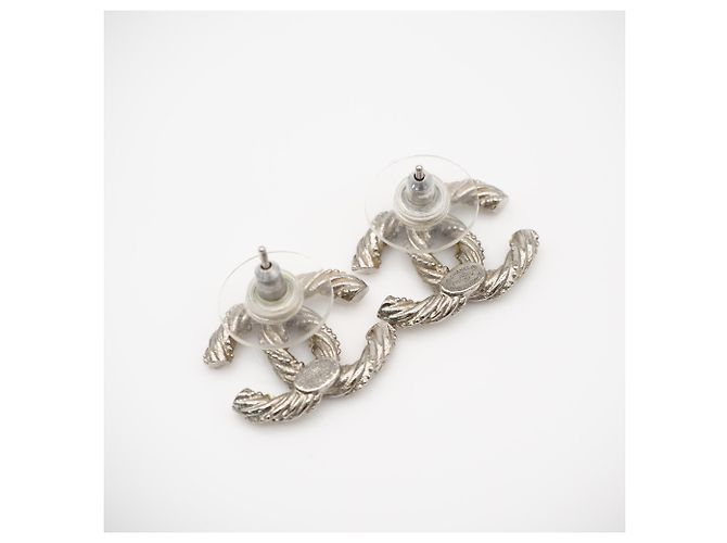 Chanel Coco Mark Strass-Stecker-Ohrringe Silber - Ansicht 4