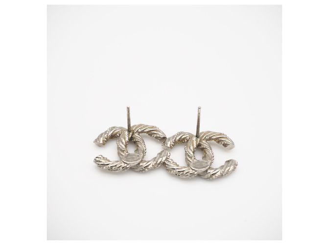 Chanel Coco Mark Strass-Stecker-Ohrringe Silber - Ansicht 5