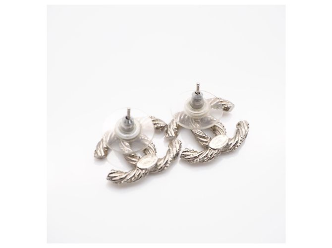 Chanel Coco Mark Strass-Stecker-Ohrringe Silber - Ansicht 8
