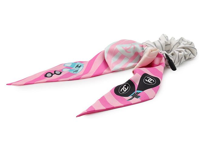 Scrunchie Chanel Grigio e Rosa Marrone - vista 2