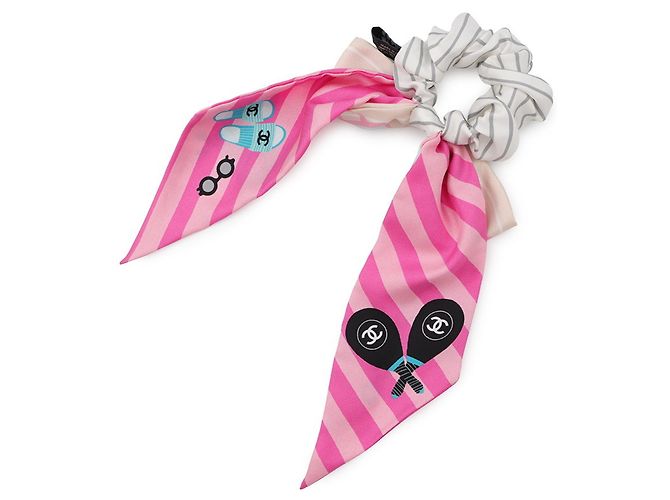 Scrunchie Chanel Grigio e Rosa Marrone - vista 3