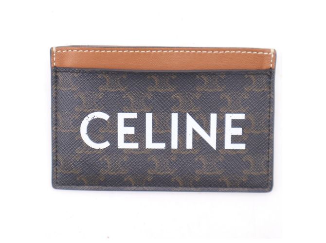 Céline Celine Triomphe Canvas Logo Card Case Brown - view 16