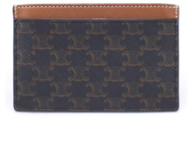 Céline Celine Triomphe Canvas Logo Card Case Brown - view 2