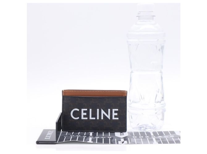 Céline Celine Triomphe Canvas Logo Card Case Brown - view 3