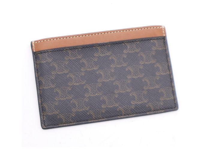 Céline Celine Triomphe Canvas Logo Card Case Brown - view 4