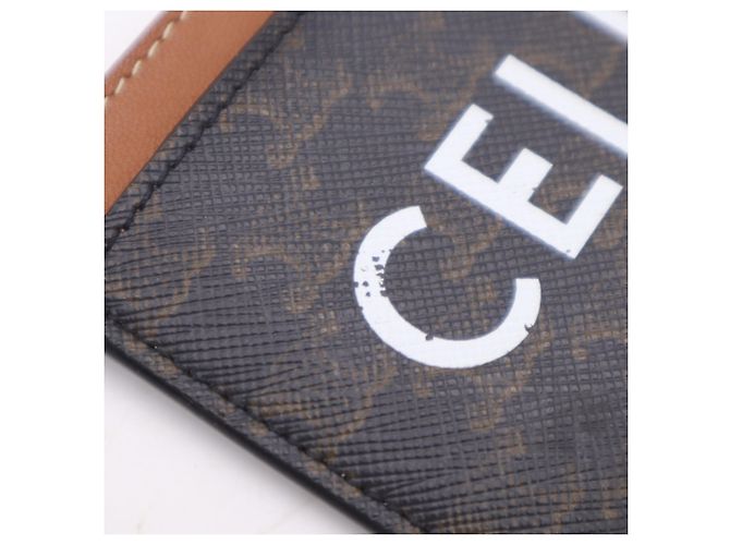 Céline Celine Triomphe Canvas Logo Card Case Brown - view 6