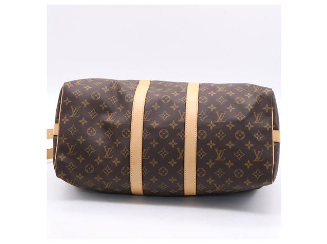 Louis Vuitton Monogram Keepall Bandoulière 45 Boston Bag Marrone Beige - vista 12