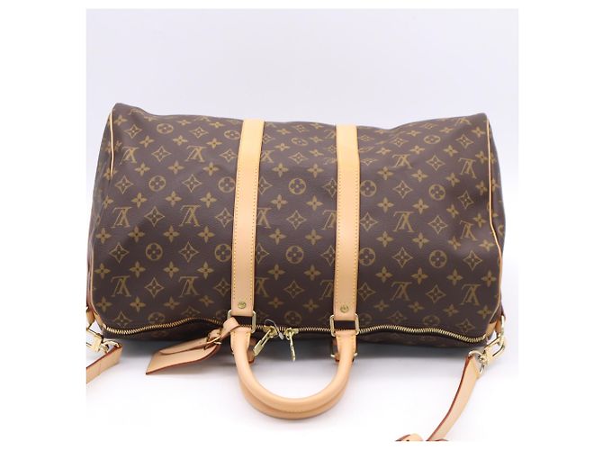 Louis Vuitton Monogram Keepall Bandoulière 45 Boston Bag Marrone Beige - vista 13