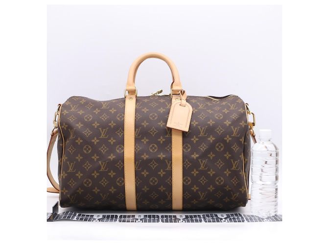 Louis Vuitton Monogram Keepall Bandoulière 45 Boston Bag Marrone Beige - vista 3