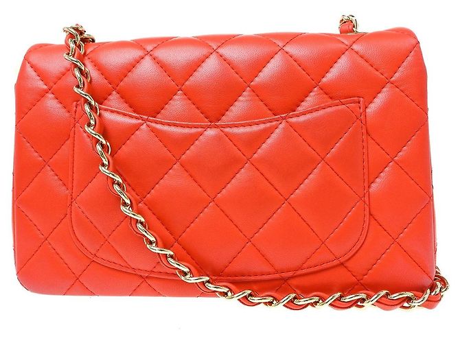 Chanel Classic Single Flap Quilted Lambskin Mini Arancione - vista 2